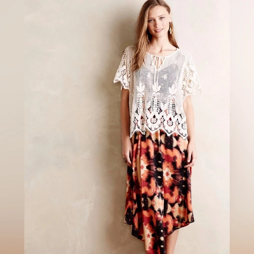 Maeve Anthropologie Crochet Lace Peasant Top Blouse - Picture 6 of 6